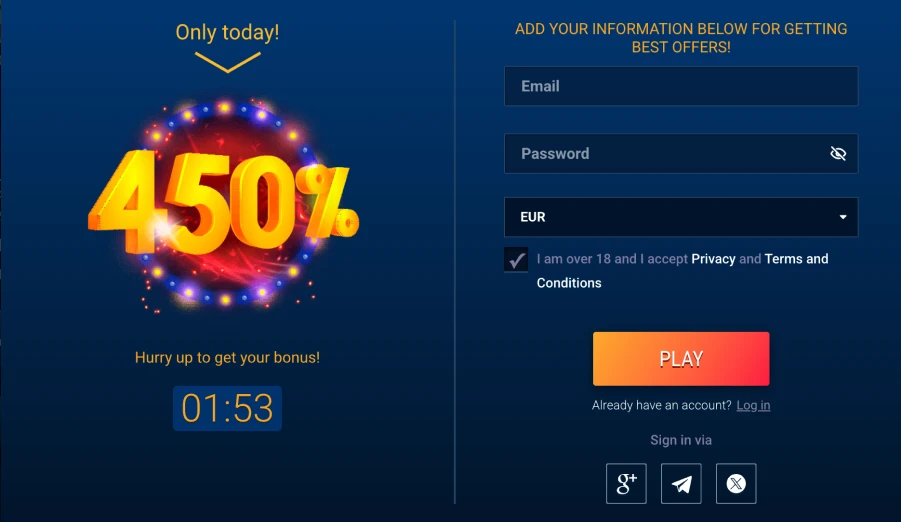 WG Casino Sign Up Form