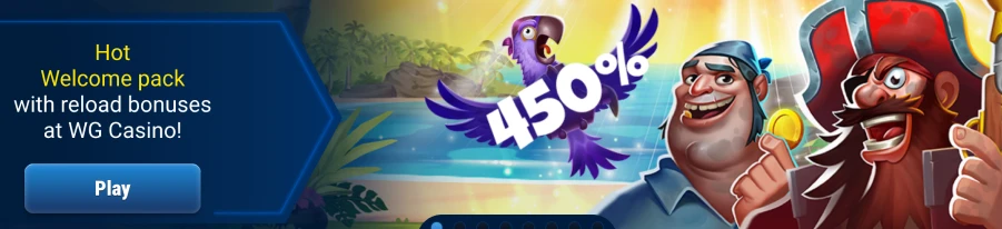 WG Casino promo banner to receive Welcome Bonus